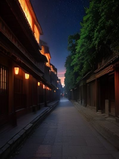 夜景中霓虹灯下的城市街道,暗示夜间娱乐场所